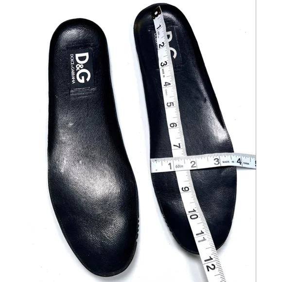 Dolce & Gabbana Mens Shoes Black White Patent Leather Sneakers DU0977Size 44